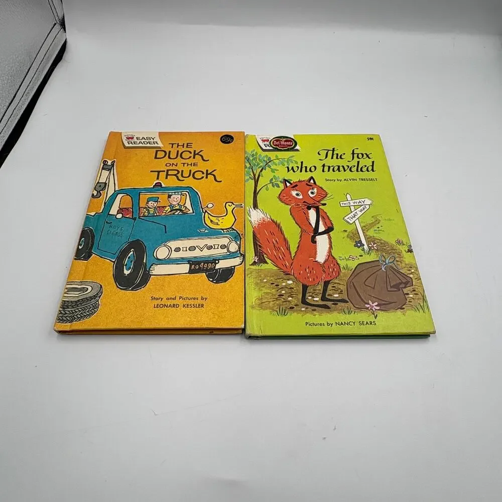 Lot Two Vintage Wonder Books Easy Readers Duck on the Truck Fox Who Traveled